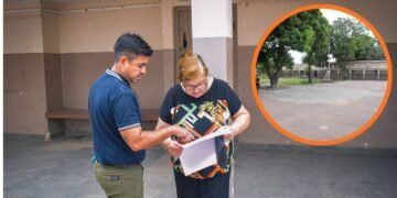 Se concreta el tinglado para la Escuela Cacique Cambai: Profesionales de Obras Públicas iniciaron las mediciones en el establecimiento